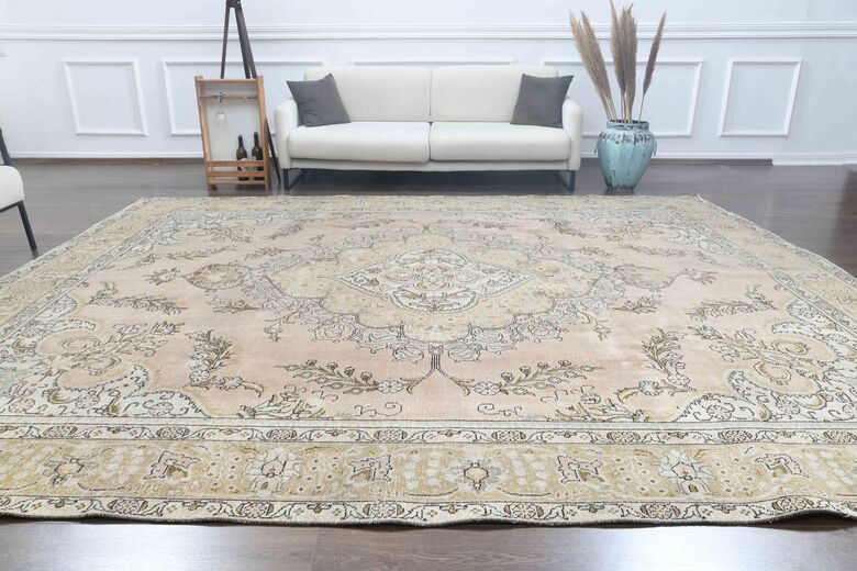 Handmade oversized vintage rug 