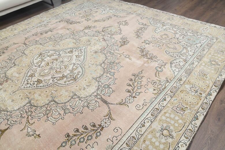 Handmade oversized vintage rug 