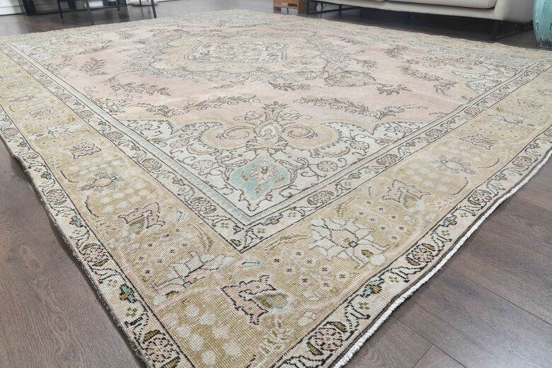 Handmade oversized vintage rug 