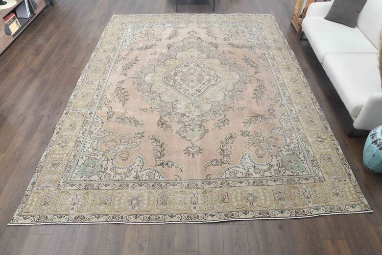 Handmade oversized vintage rug 