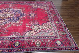 Vibrant Pink Handmade Persian Vintage Rug - Thumbnail