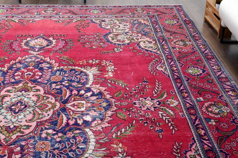 Vibrant Pink Handmade Persian Vintage Rug