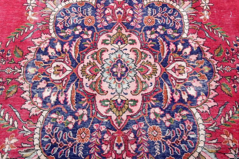 Vibrant Pink Handmade Persian Vintage Rug