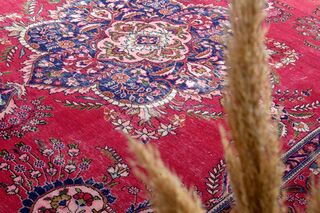 Vibrant Pink Handmade Persian Vintage Rug - Thumbnail