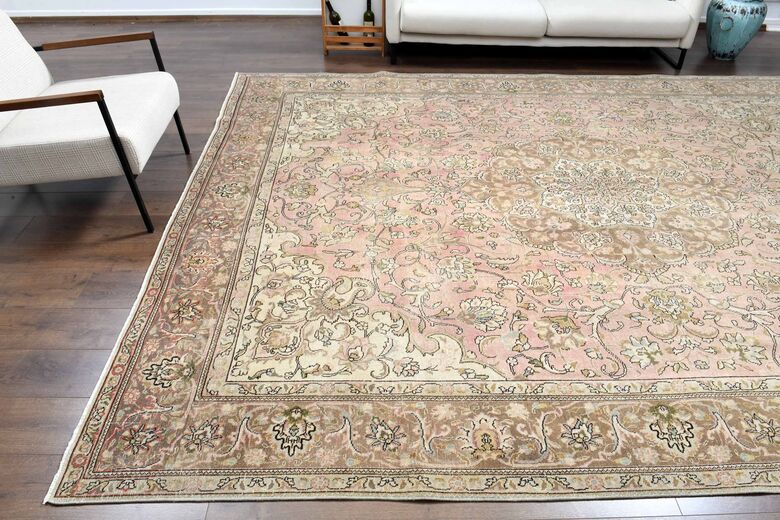 Faded Pink Handmade Persian Vintage Rug