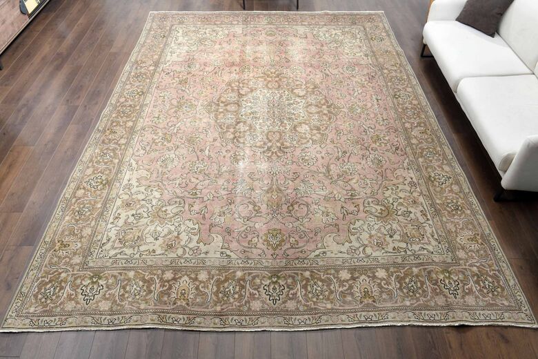 Faded Pink Handmade Persian Vintage Rug