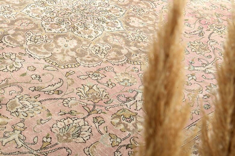 Faded Pink Handmade Persian Vintage Rug