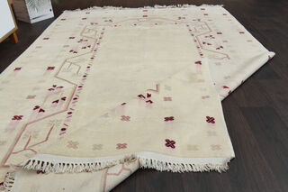 Handmade Vintage Neutral Rug - Thumbnail