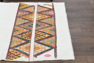 Handmade Flatweave White Rug - Thumbnail