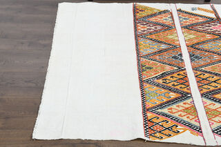 Handmade Flatweave White Rug - Thumbnail