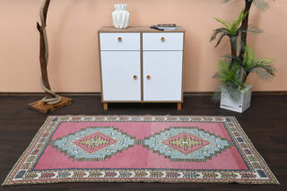 Handmade Wool Pink Rug - Thumbnail