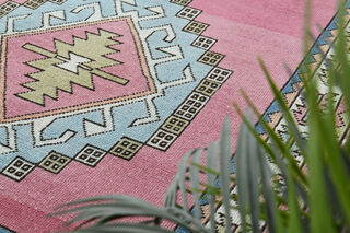 Handmade Wool Pink Rug - Thumbnail