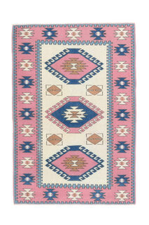 Shabby Chic - Pastel Colored Vintage Rug - Thumbnail