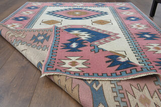Shabby Chic - Pastel Colored Vintage Rug - Thumbnail