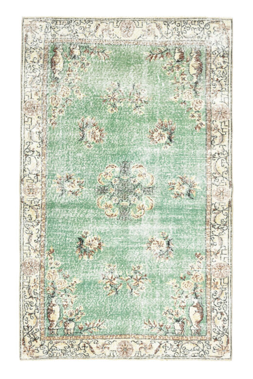 Green Turkish Vintage Area Anatolian Rug