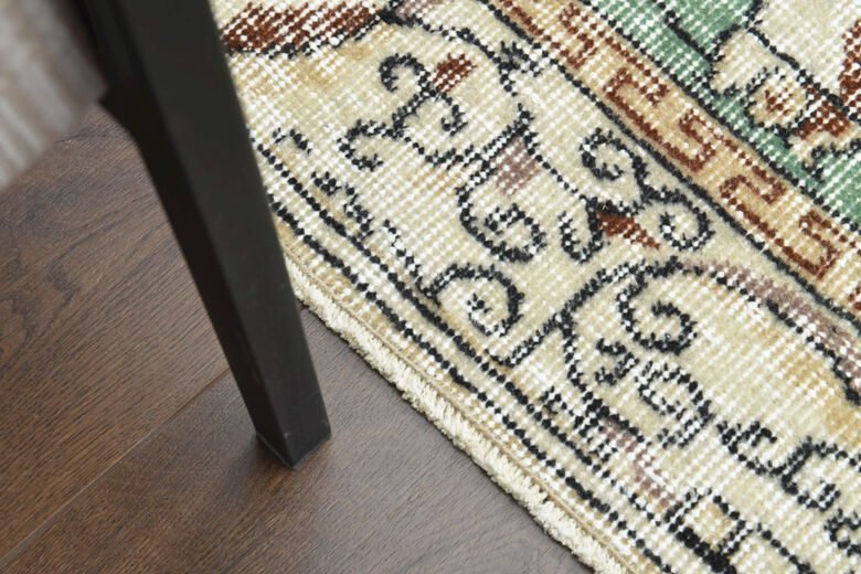 Green Turkish Vintage Area Anatolian Rug