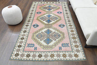 Handwoven Vintage Pastel Rug - Thumbnail