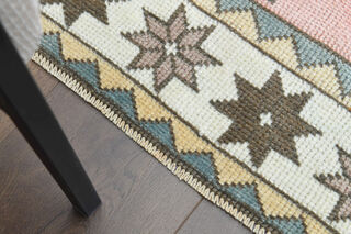 Handwoven Vintage Pastel Rug - Thumbnail