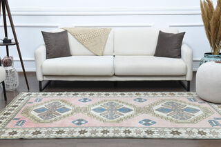 Handwoven Vintage Pastel Rug - Thumbnail