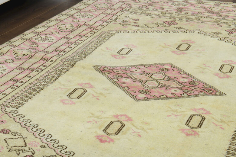 Beige Pink Neutral Vintage Area Rug