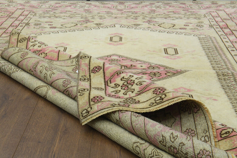 Beige Pink Neutral Vintage Area Rug