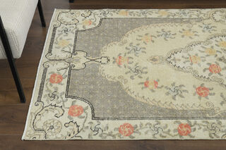 4x7 Floral Vintage Anatolian Rug - Thumbnail