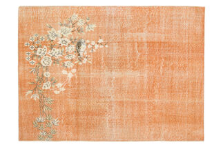 Orange Floral Vintage Area Rug - Thumbnail