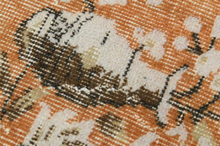 Orange Floral Vintage Area Rug - Thumbnail