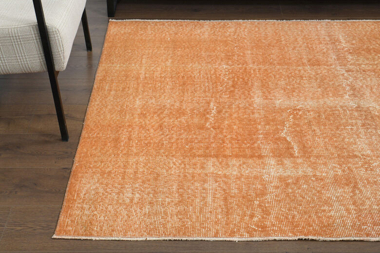 Orange Floral Vintage Area Rug