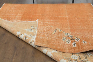 Orange Floral Vintage Area Rug - Thumbnail