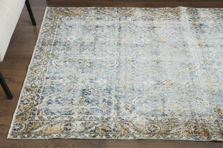 Navy Blue Distressed Rug - Thumbnail