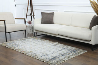 Navy Blue Distressed Rug - Thumbnail