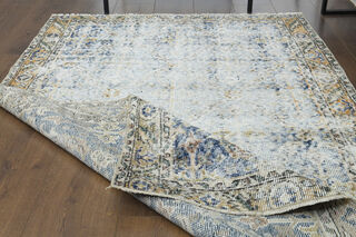 Navy Blue Distressed Rug - Thumbnail