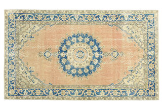 Orange Blue Vintage Anatolian Rug - Thumbnail