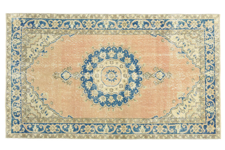 Orange Blue Vintage Anatolian Rug