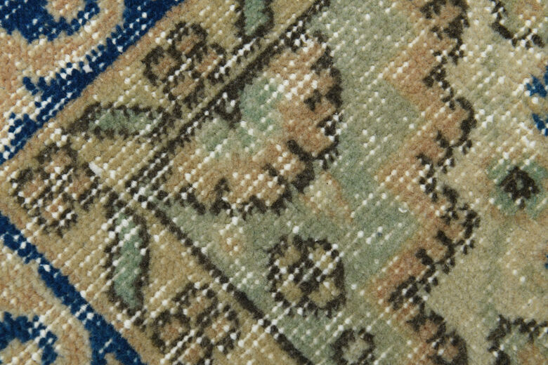 Orange Blue Vintage Anatolian Rug
