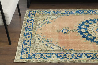 Orange Blue Vintage Anatolian Rug - Thumbnail