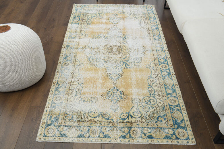Distressed Anatolian Orange Navy Rug