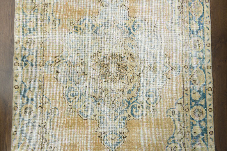 Distressed Anatolian Orange Navy Rug
