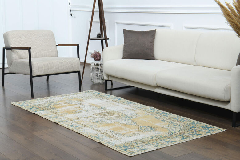 Distressed Anatolian Orange Navy Rug