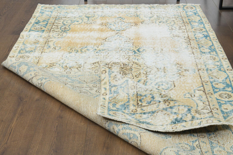 Distressed Anatolian Orange Navy Rug