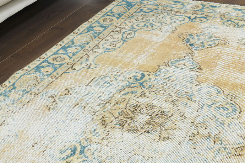 Distressed Anatolian Orange Navy Rug