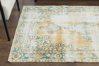 Distressed Anatolian Orange Navy Rug - Thumbnail