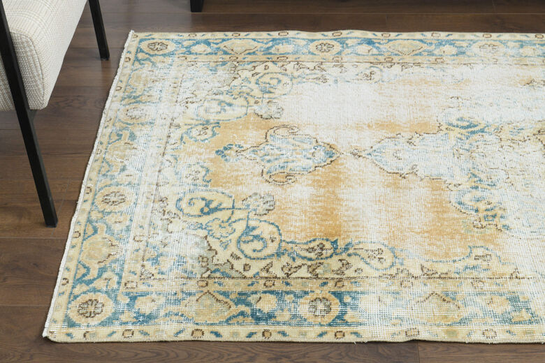 Distressed Anatolian Orange Navy Rug