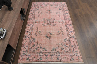 Handmade Vintage Pink Rug - Thumbnail