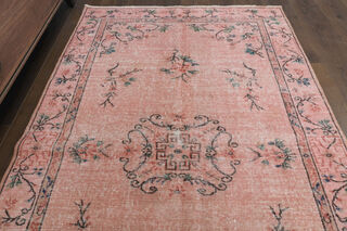 Handmade Vintage Pink Rug - Thumbnail