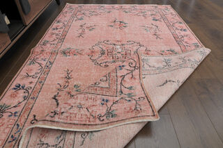 Handmade Vintage Pink Rug - Thumbnail