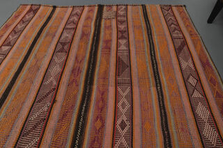 Turkish Striped Kilim Rug - Thumbnail