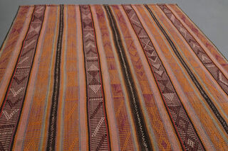 Turkish Striped Kilim Rug - Thumbnail