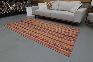 Turkish Striped Kilim Rug - Thumbnail